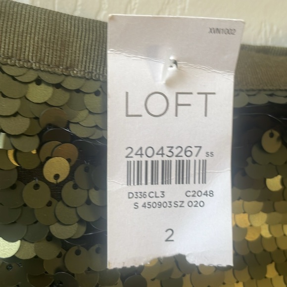 New olive green sequined mini skirt by LOFT - st Patrick’s day, holiday. Sexy - Picture 4 of 7